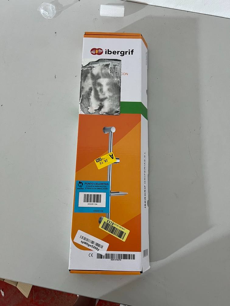 Ibergrif M20802 Bară de duș 62 cm din inox, cu săpunieră și suport reglabil