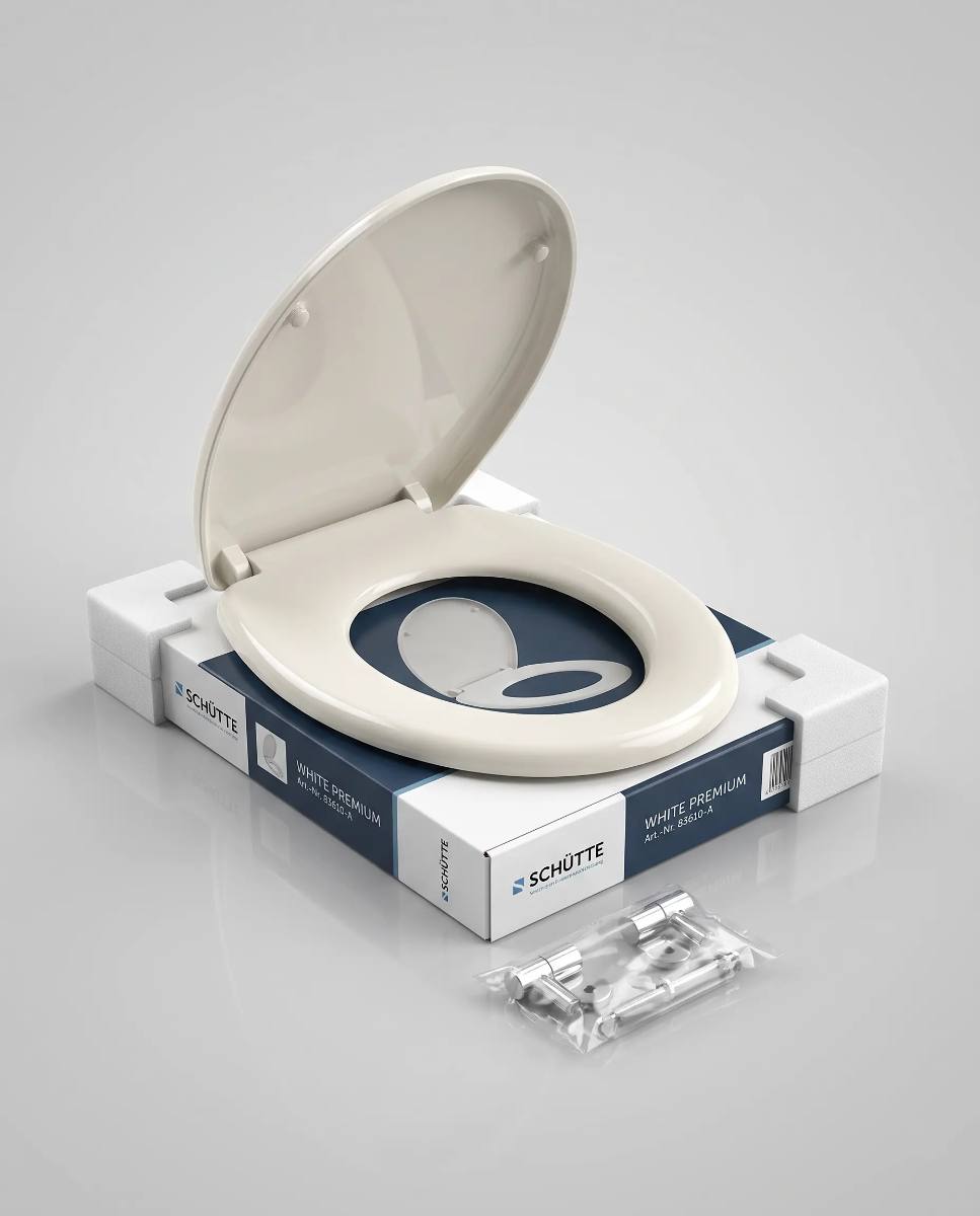 SCHÜTTE WHITE PREMIUM – Capac WC din Thermoplast cu închidere lentă SoftClose